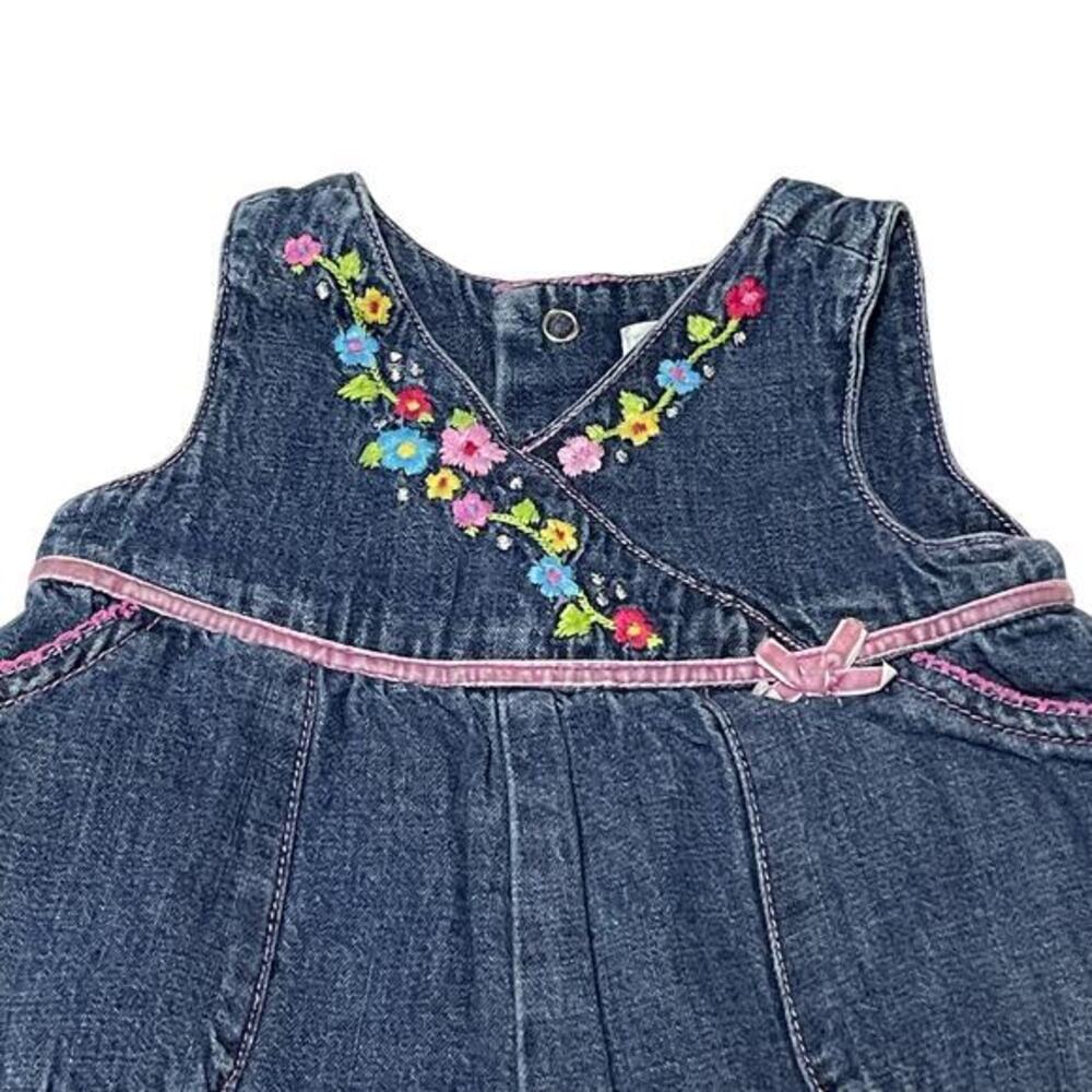 The Children's Place Baby Girl Jean Embroidered Romper Size 0-3 months